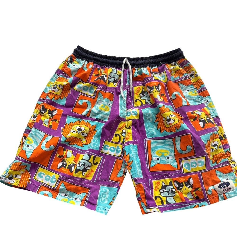 Vtg 80s/90s Big‎ Cat Shorts JJ New Sport Club Thailand Shorts Medium Retro